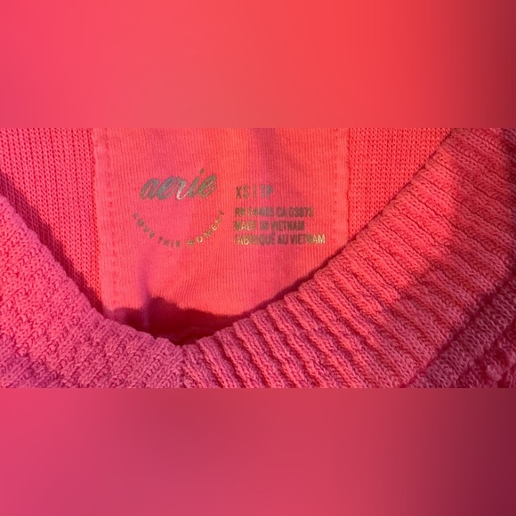 Aerie Neon Pink V-Neck Ribbed Pullover - Picture 7 of 10